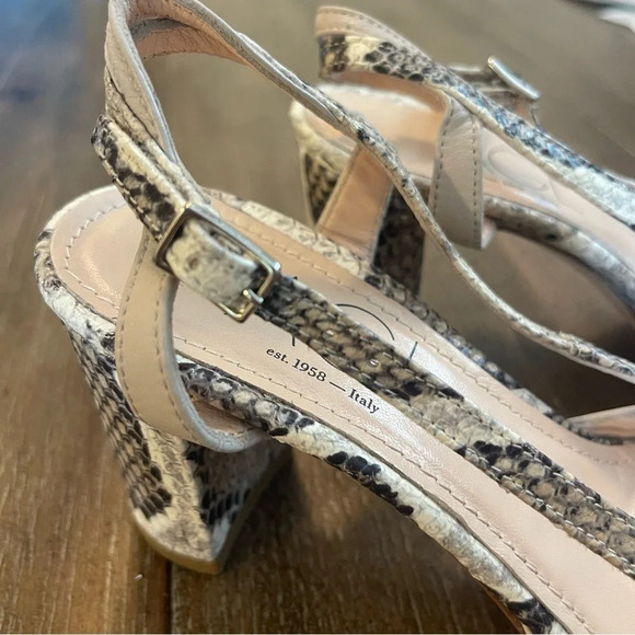 AGL Pumps 35.5 Slingback Block Heel Shoes Snake Skin Office Work Pointed Toe - Picture 11 of 11